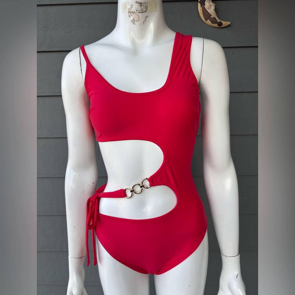 Hera Collection Vibrant Red Cut-Out One-Piece Swimsuit